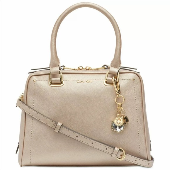 Calvin Klein | Marybelle Saffiano Leather Top Zip Satchel - Picture 2 of 6